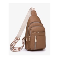 Khaki Stylish PU Leather Crossbody Sling Bag - Compact and Multi-Functional