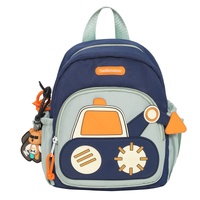 Blue Kids&#39; Cartoon Backpack - Adorable Excavator Design with Spacious Compartments
