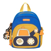 Blue-yellow Kids&#39; Cartoon Backpack - Adorable Excavator Design with Spacious Compartments