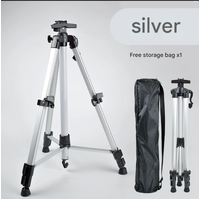 Silver Lightweight Adjustable Aluminum Camera Tripod with Carry Bag - Professional Photography Stand