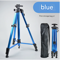 Blue Lightweight Adjustable Aluminum Camera Tripod with Carry Bag - Professional Photography Stand