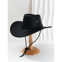 Black Classic Western Cowboy Hat with Wide Brim - Durable and Stylish Design