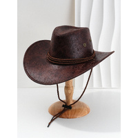 Dark Brown Classic Western Cowboy Hat with Wide Brim - Durable and Stylish Design