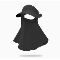 Black Women's UV Protection Sun Hat with Detachable Neck Flap and Wide Brim