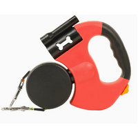 Red Replaceable Battery Dog Leash with Flashlight - Ideal for Night Walks, Suitable for Small to Large Breeds
