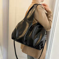 Black Trendy Large Capacity Soft Leather Tote Bag - Women&#39; Shoulder &amp; Crossbody Handbag