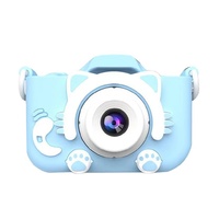 Blue Cat Cute Kids Digital Camera - Cat-Themed HD Camera with 32GB Memory Card
