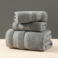 Grey Luxury 3-Piece 100% Cotton Towel Set - Bath, Hand &amp; Face Towels