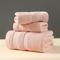 Pink Luxury 3-Piece 100% Cotton Towel Set - Bath, Hand &amp; Face Towels
