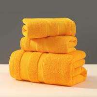 Yellow Luxury 3-Piece 100% Cotton Towel Set - Bath, Hand &amp; Face Towels