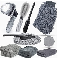 Type B 9-Piece Car Wash Tool Kit - Tire &amp; Wheel Brushes, Wash Mitt, Microfiber Towels, and Wax Sponge Set