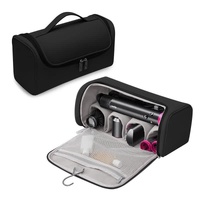 Black Portable PU Storage Bag for Hair Curlers, Hair Dryers, and Styling Tools(Hair dryers, etc. are shooting props and are not included in the produc
