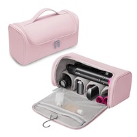Pink Portable PU Storage Bag for Hair Curlers, Hair Dryers, and Styling Tools(Hair dryers, etc. are shooting props and are not included in the product