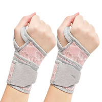 2 Pairs Pink Breathable Sports Wrist Support Wrap - Fitness Gym Wristband for Badminton &amp; Injury Prevention