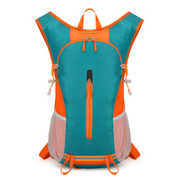 Lake Blue and Orange Patchwork Style Lightweight Outdoor Cycling Backpack - Durable and Water-Resistant Oxford Fabric, Large Capacity Sports Hiking Ba