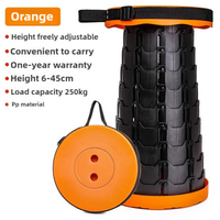 Black and Orange Splicing Color Portable Outdoor Telescopic Folding Stool with 100 Weight-Bearing Buckles, Lightweight and Compact Design, Perfect for