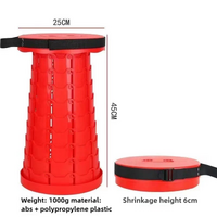 Red Portable Outdoor Telescopic Folding Stool with 100 Weight-Bearing Buckles, Lightweight and Compact Design, Perfect for Fishing, Camping, and Trave