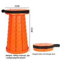 Orange Portable Outdoor Telescopic Folding Stool with 100 Weight-Bearing Buckles, Lightweight and Compact Design, Perfect for Fishing, Camping, and Tr