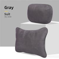 Grey Luxury Eco-Friendly Suede Car Headrest and Lumbar Cushion Set - Ergonomic Support, All-Season Comfort, Adjustable Straps, and Durable Design for 