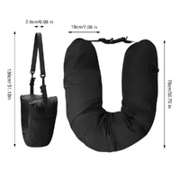 Black Waterproof Portable Refillable Travel Neck Pillow with Storage Bag – Lightweight and Compact for Airplane, Car, and Train – Multi-Purpose Travel