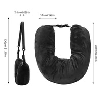 Black Suede Portable Refillable Travel Neck Pillow with Storage Bag - Lightweight and Compact for Airplane, Car, and Train - Multi-Purpose Travel Orga