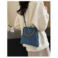 Blue Handmade Denim Patchwork Small Crossbody Bag – Women’s Shoulder &amp; Handbag with Vintage Style