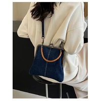 Dark Blue Handmade Denim Patchwork Small Crossbody Bag - Women's Shoulder &amp; Handbag with Vintage Style