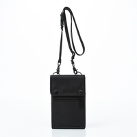 Black Water-Resistant Nylon Crossbody Phone Bag - Compact Travel Wallet &amp; Card Holder for Men and Women(Mobile phones and cards are shooting props, no