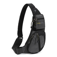 Black And Grey Men&#39;s Vintage Chest Bag - Multi-functional Waterproof Crossbody Sling Bag for Outdoor Sports