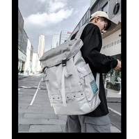 Grey Trendy Street Style Backpack - Large Capacity for Hiking, Students &amp; Everyday Use