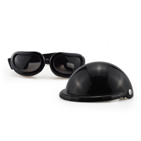 Size S Black Pet Helmet &amp; Goggles Set - Adjustable Safety Gear for Dogs, UV Protection, Durable ABS Material, Stylish Outdoor Accessory