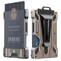 1 Pcs Gold Premium RFID Blocking Aluminum Alloy ID Badge Holder with Transparent Card Slot &amp; Money Clip