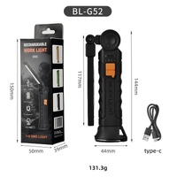 2 Pcs Black 360° Rotating COB LED Magnetic Work Light - Multi-Mode Rechargeable Flashlight for Automotive Repair &amp; Emergency Lighting