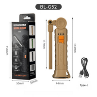 2 Pcs Brown 360° Rotating COB LED Magnetic Work Light - Multi-Mode Rechargeable Flashlight for Automotive Repair &amp; Emergency Lighting