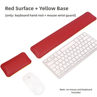 Red And Yellow (Keyboard Wrist Guard + Mouse Wrist Guard) Premium Dual-Sided PU Leather Keyboard Wrist Rest and Mouse Pad Set - Ergonomic Support for 