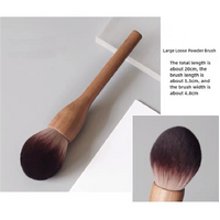 Large Loose Powder Brush Walnut Wood Makeup Brush Set - Powder, Blush, and Contour Brushes with Soft Fiber Bristles