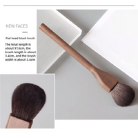 Flat Head Blush Brush Walnut Wood Makeup Brush Set - Powder, Blush, and Contour Brushes with Soft Fiber Bristles