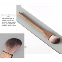 Grape Color Angled Contouring Brush Walnut Wood Makeup Brush Set - Powder, Blush, and Contour Brushes with Soft Fiber Bristles