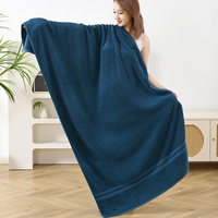 Dark Blue Luxury Cotton Towel Set(Towel + Bath Towel) - Quick Dry, Extra Thick &amp; Absorbent, Perfect for Bath &amp; Beach