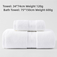 White Cotton Towel Set(Towel + Bath Towel) - Quick Dry, Extra Thick &amp; Absorbent, Perfect for Bath &amp; Beach
