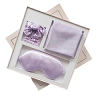Purple Luxury Faux Silk Sleep Gift Set - 4-Piece Eye Mask, Pillowcase &amp; Scrunchies for Relaxation &amp; Comfort