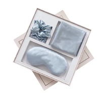 Light Blue Luxury Faux Silk Sleep Gift Set - 4-Piece Eye Mask, Pillowcase &amp; Scrunchies for Relaxation &amp; Comfort
