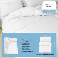 4 Packaging White Disposable Travel Bedding Set - Waterproof &amp; Clean, Soft Non-Woven Fabric, 4 Pieces Set for Twin Beds