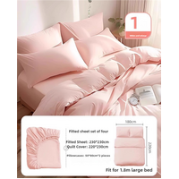 4 Packaging Pink Disposable Travel Bedding Set - Waterproof &amp; Clean, Soft Non-Woven Fabric, 4 Pieces Set for Twin Beds