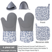 Grey 6-Piece Set Silicone Oven Mitts &amp; Pot Holders Set - Heat-Resistant, Non-Slip, Comfortable, and Stylish Kitchen Essentials for Cooking &amp; Baking