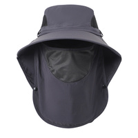 Dark Grey Outdoor Sun Hat with Face &amp; Neck Protection, Quick-Dry, Breathable UV Protection Cap for Men and Women - Adjustable, Dust &amp; Insect Repellent