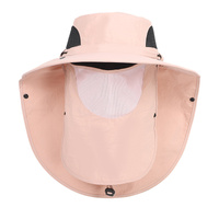 Pink Outdoor Sun Hat with Face &amp; Neck Protection, Quick-Dry, Breathable UV Protection Cap for Men and Women - Adjustable, Dust &amp; Insect Repellent Hiki