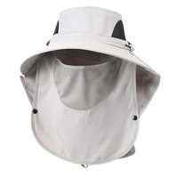 Grey Outdoor Sun Hat with Face &amp; Neck Protection, Quick-Dry, Breathable UV Protection Cap for Men and Women - Adjustable, Dust &amp; Insect Repellent Hiki
