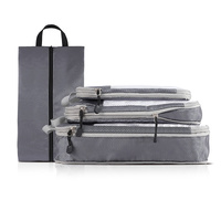 4-piece Set Grey Compression Travel Storage Bags Set, Mesh Travel Organizers for Luggage, Foldable and Space-Saving Packing Cubes
