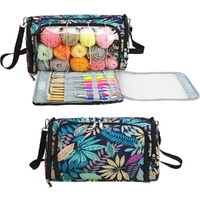 Leaf pattern Multi-Functional Crochet Hook and Yarn Storage Bag - Convenient Carrying Case for Crochet, Knitting Tools, and Yarn, with Stylish Pattern